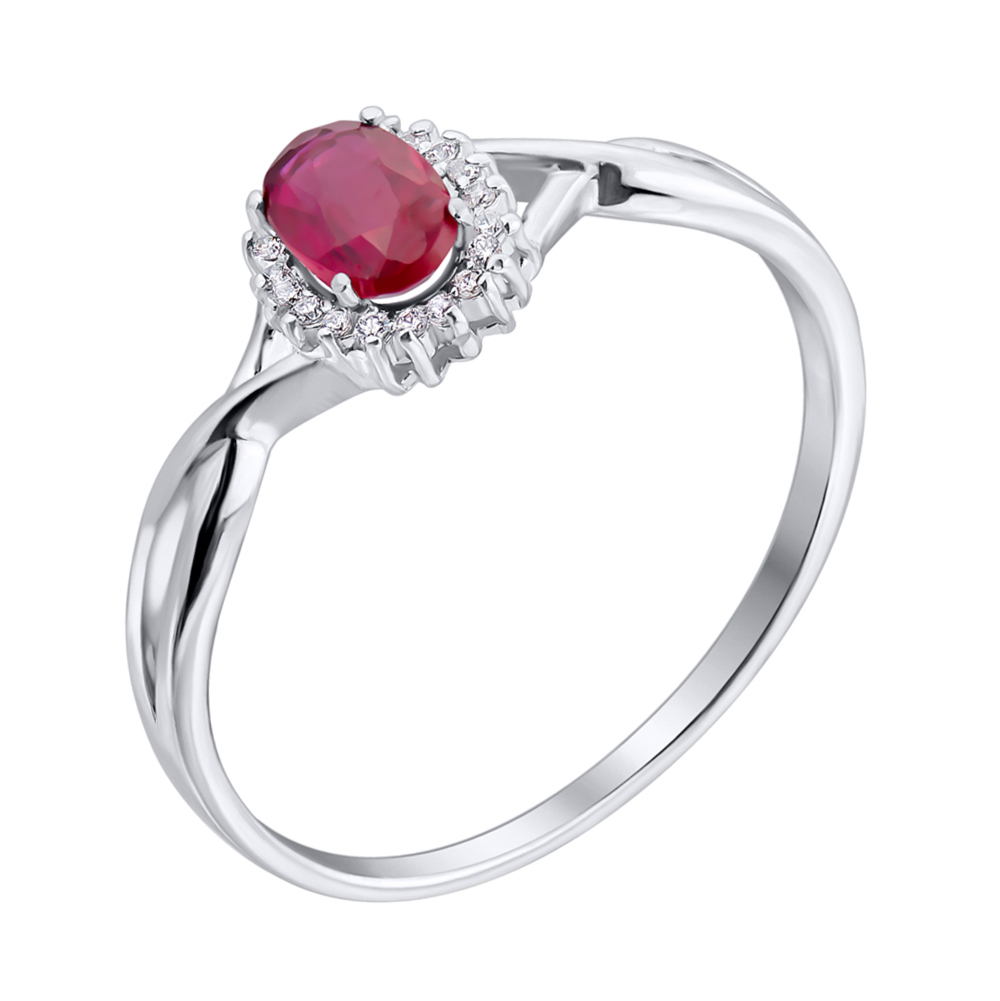 

Серебряное кольцо с рубином и фианитами 000117812 16 размера