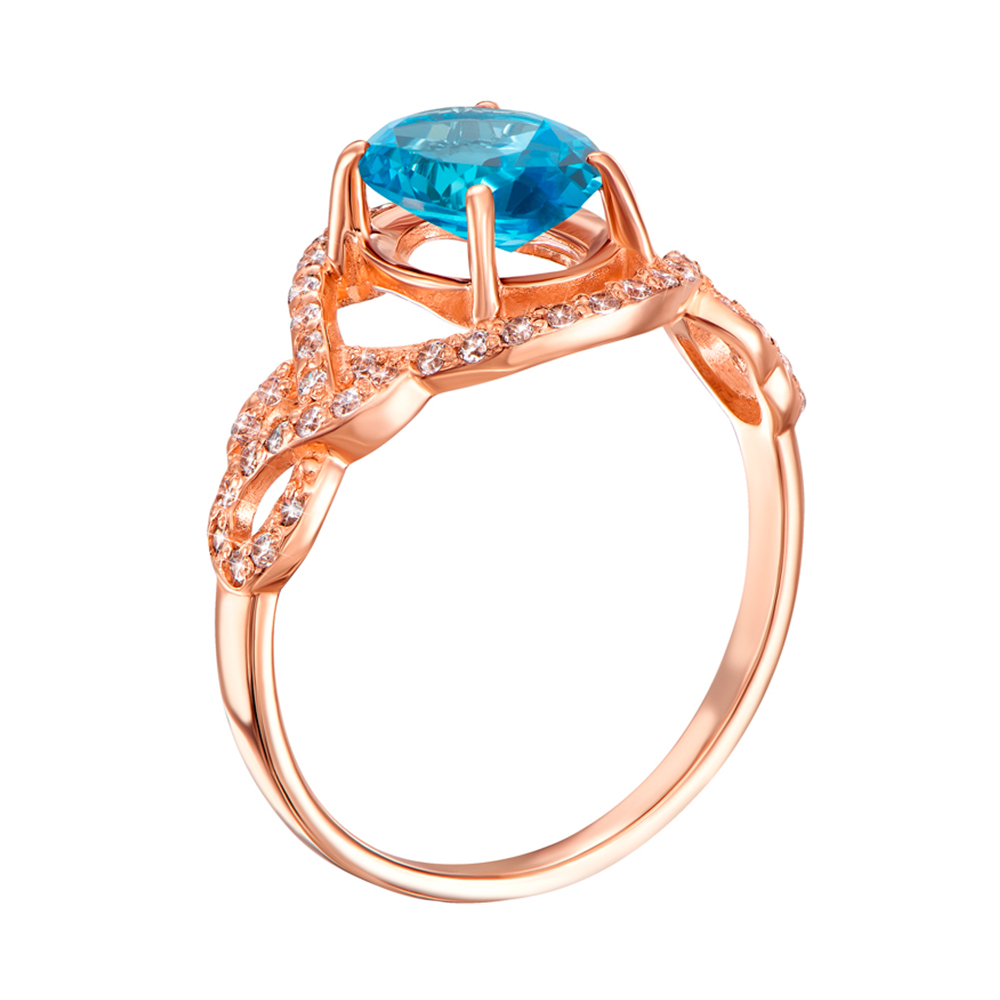 

Золотое кольцо в красном цвете с лондон топазом и фианитами 000117193 16 размера