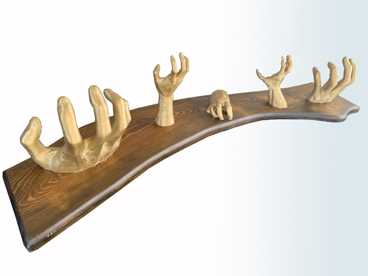 

Дизайнерская вешалка на стену для одежды и декора интерьера QumaxPro Fatwood (золото)