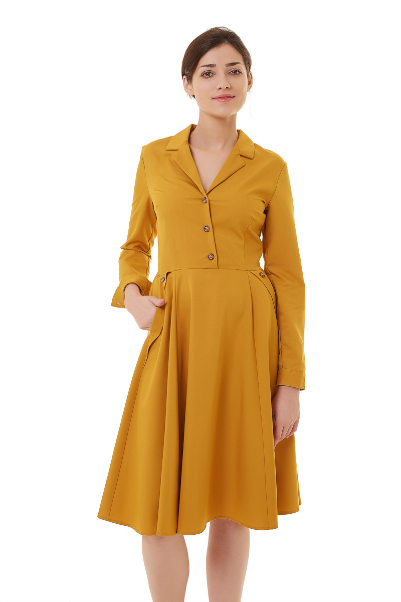 

Платье LadyLike 146520032 34 горчичнoе