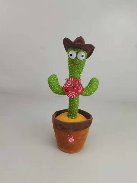 

Поющий Танцующий кактус 30 песен с подсветкой Dancing Cactus TikTok игрушка Повторюшка кактус зеленый ковбой высота 35см, в кульке