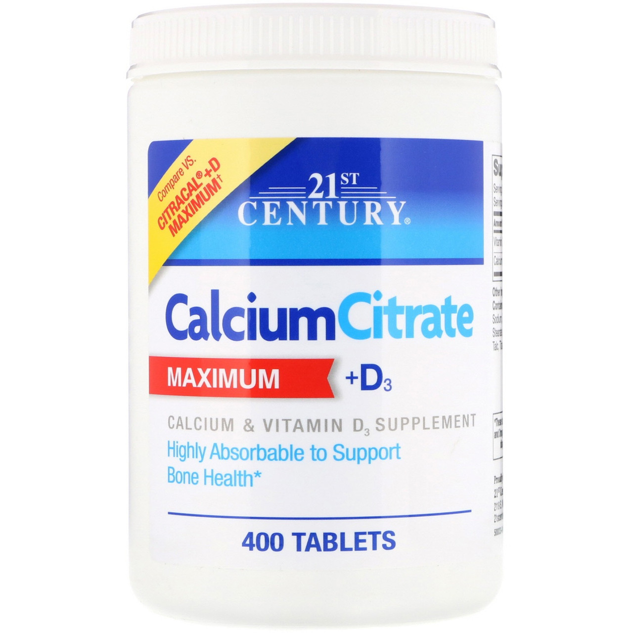 

Цитрат кальция и витамин Д3 21st Century Calcium Citrate Maximum 400 таблеток