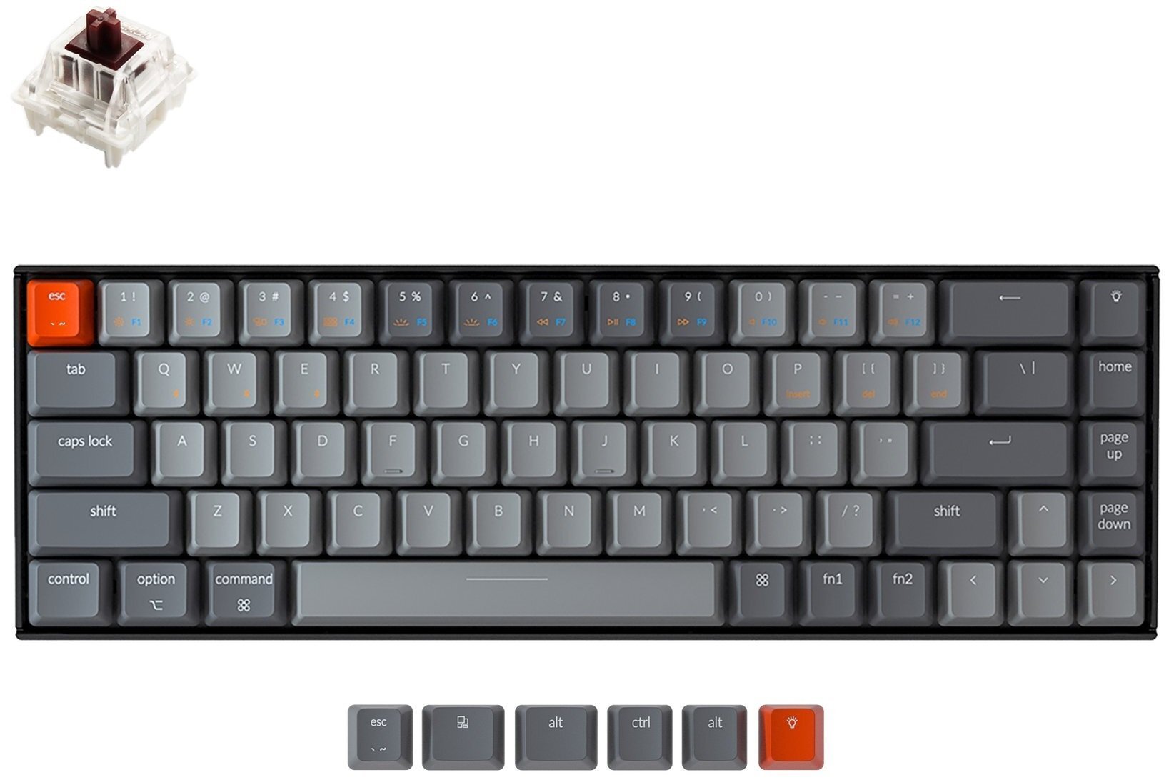 

Клавиатура Keychron K6 68 Key Gateron Red White LED USB/Bluetooth Black (ENG/RU) (K6O1_Keychron)