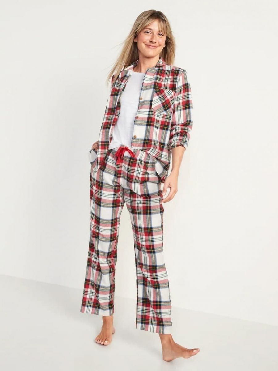 

Фланелевая женская пижама Old Navy 1159758952 (Белый/Красный/Черный, L)