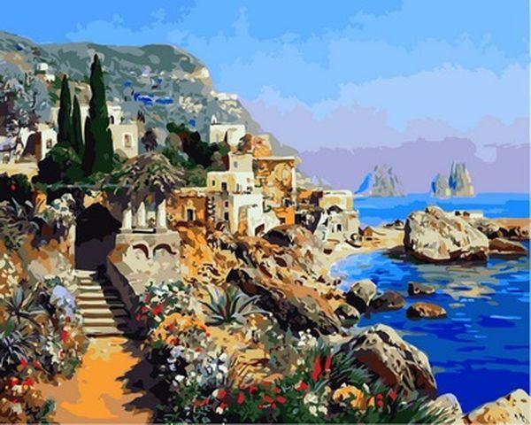 

Прибрежные скалы. Картина по цифрам. Mariposa 40x50