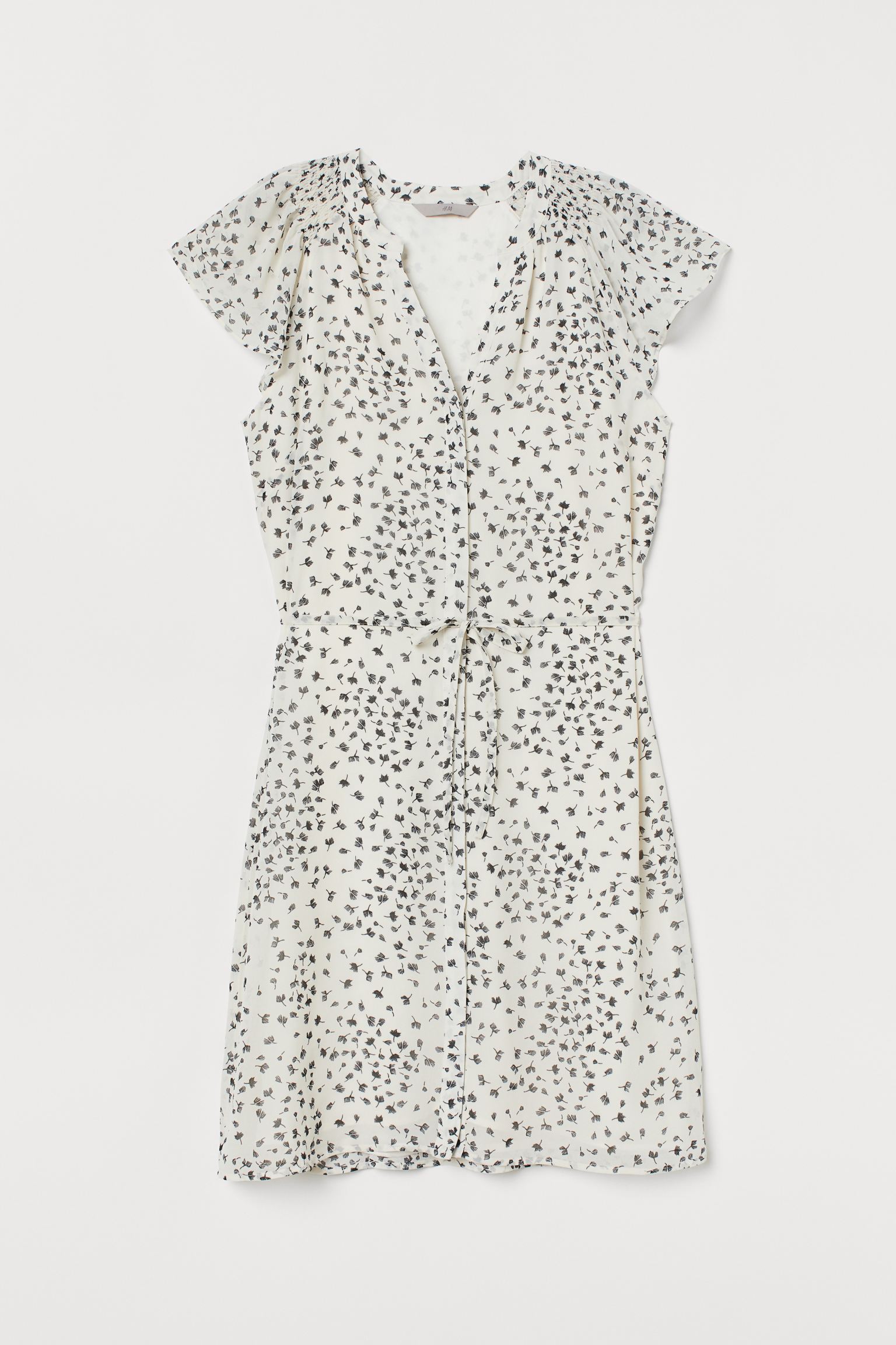 

Платье H&M  белый листики 2712637566, Платье H&M 32 белый листики 2712637566