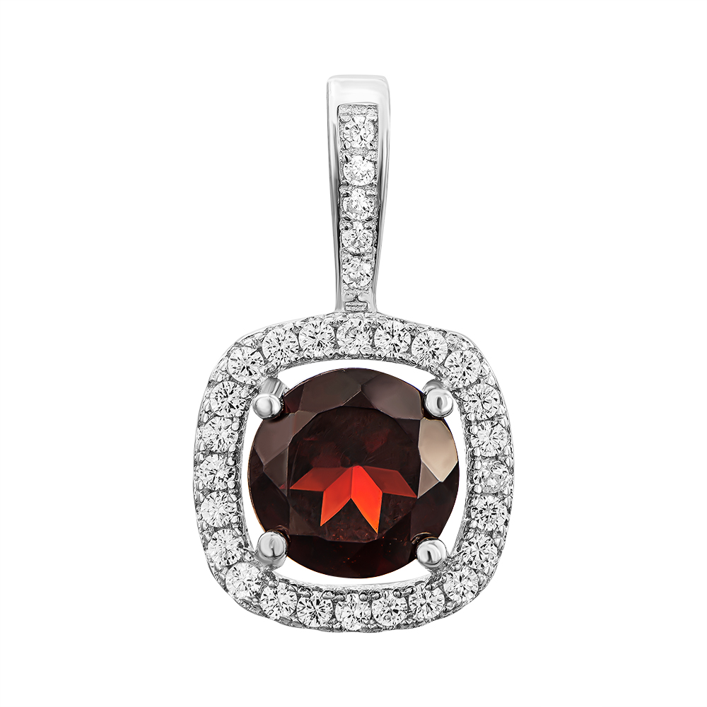 

Серебряная подвеска с гранатом и фианитами 000136755