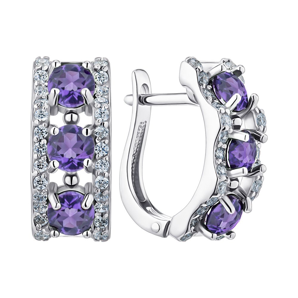 

Серебряные серьги с аметистом и фианитами 000148406