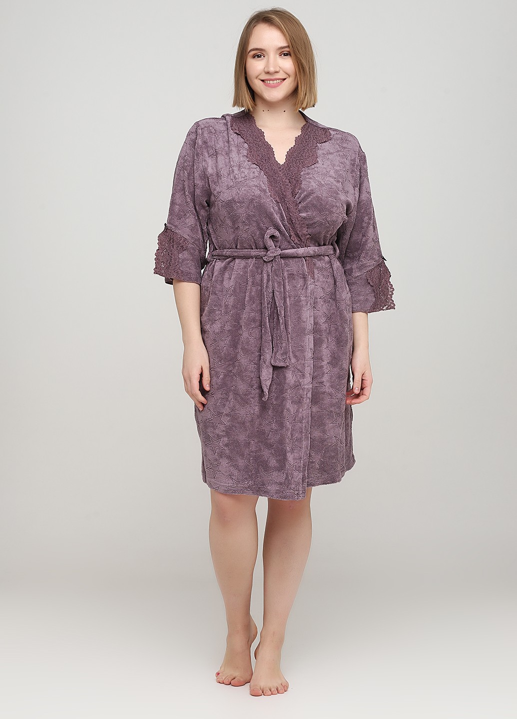 

Халат женский Romeo Life  сливовый (3474-В-34, Халат женский Romeo Life 2XL сливовый (3474-В-34)