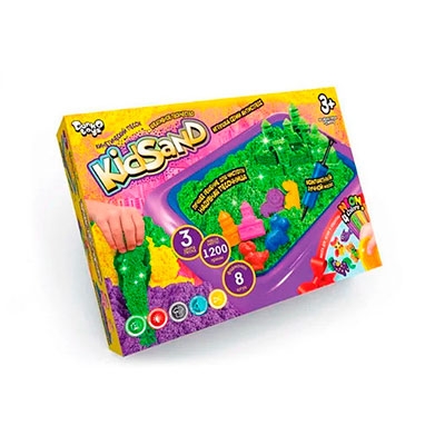 

Кинетический песок KidSand рус 1200г+песочница KS-02-02 Danko Toys