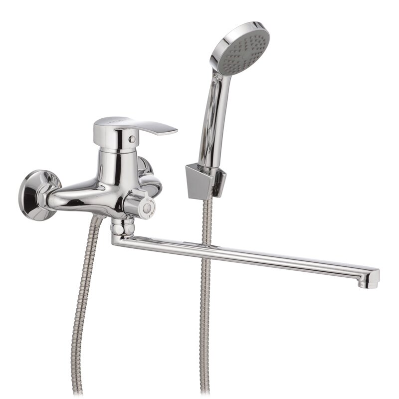 

Кран в ванную однозахватный с длинным изливом CRON хром FOCUS 7 EURO силумин CR0182