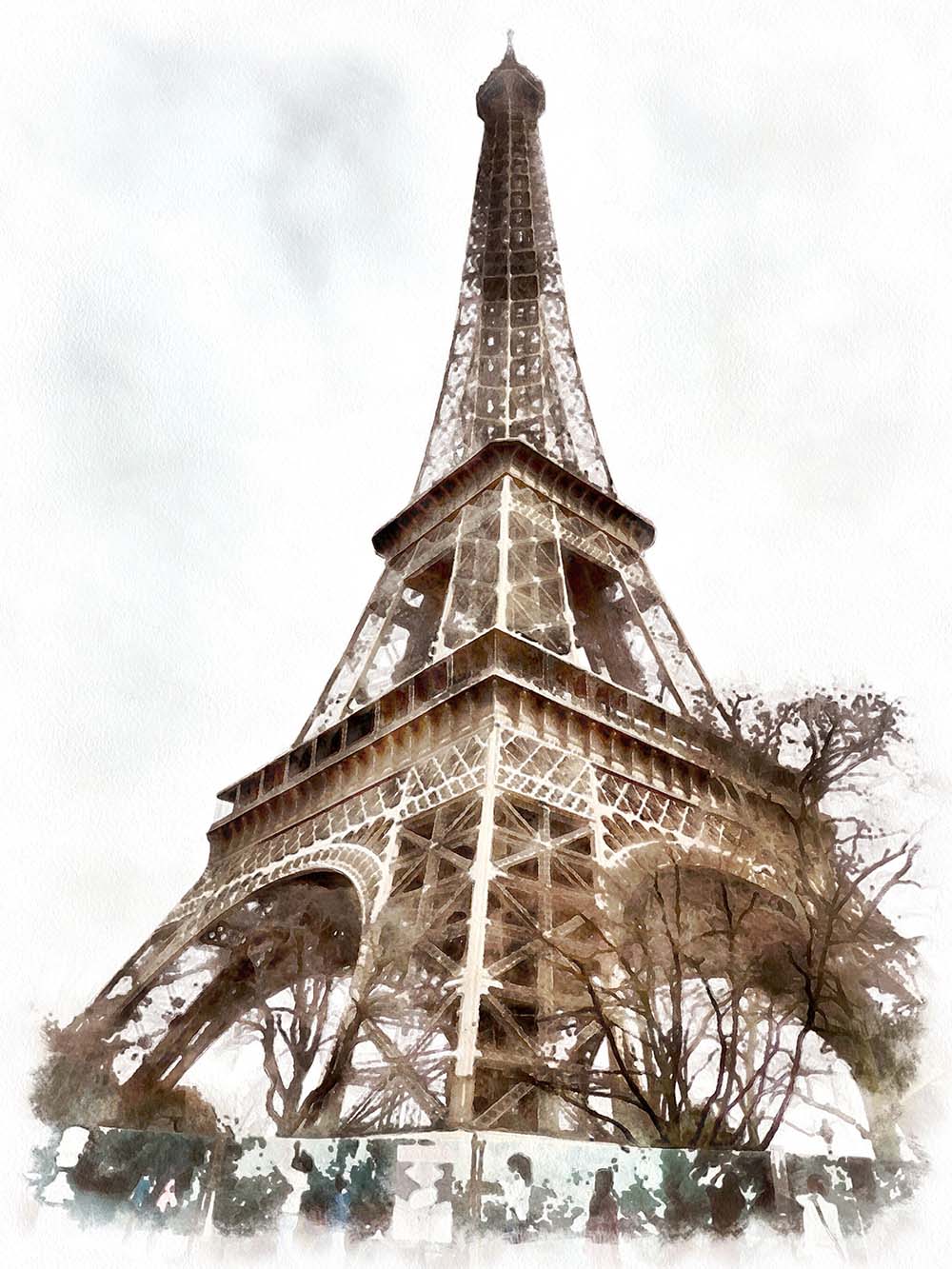 

Фотообои ArtSide Акварельная Эйфелева башня (541700479) Вельвет