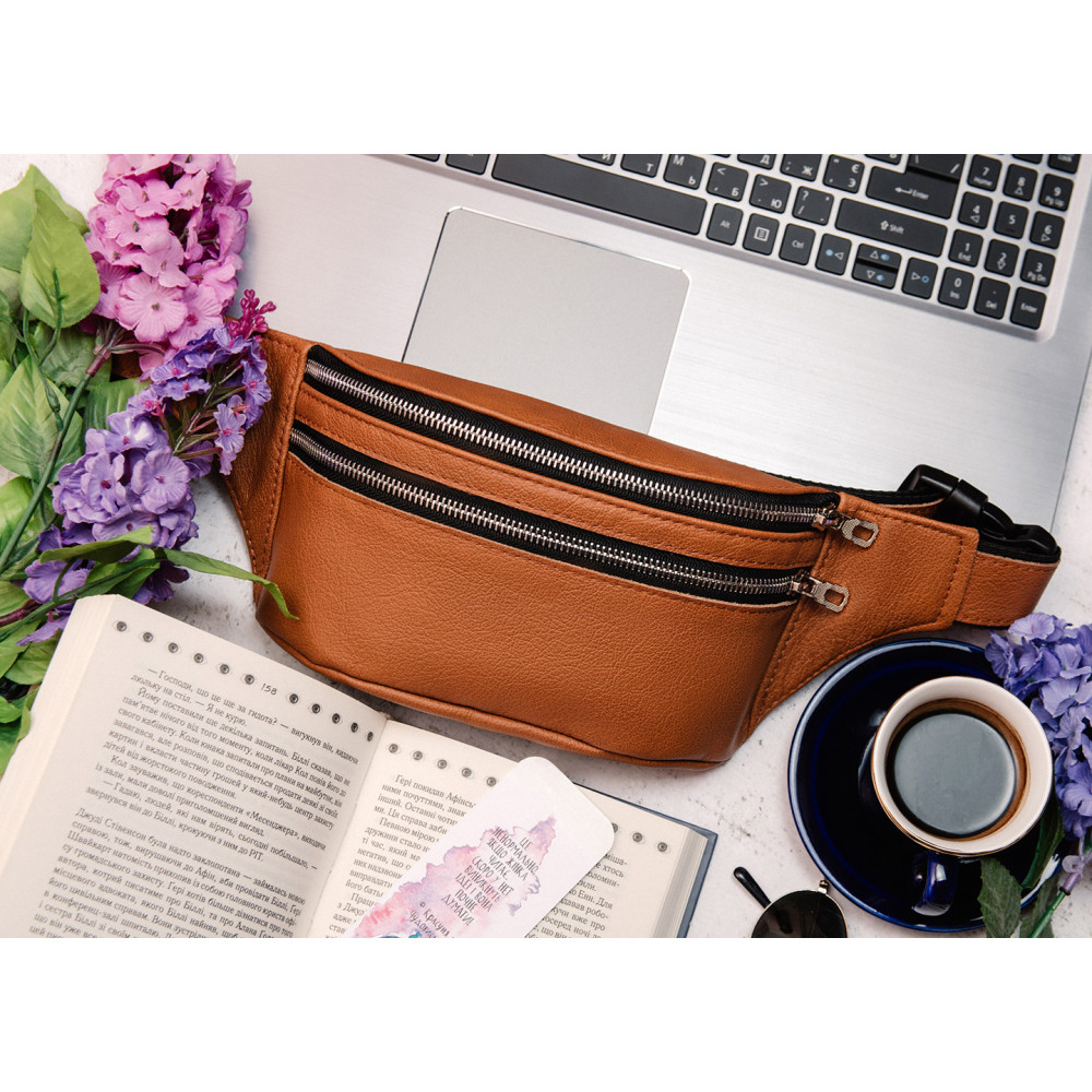 

Поясная сумка бананка рыжая Sambag Tirso натуральная кожа