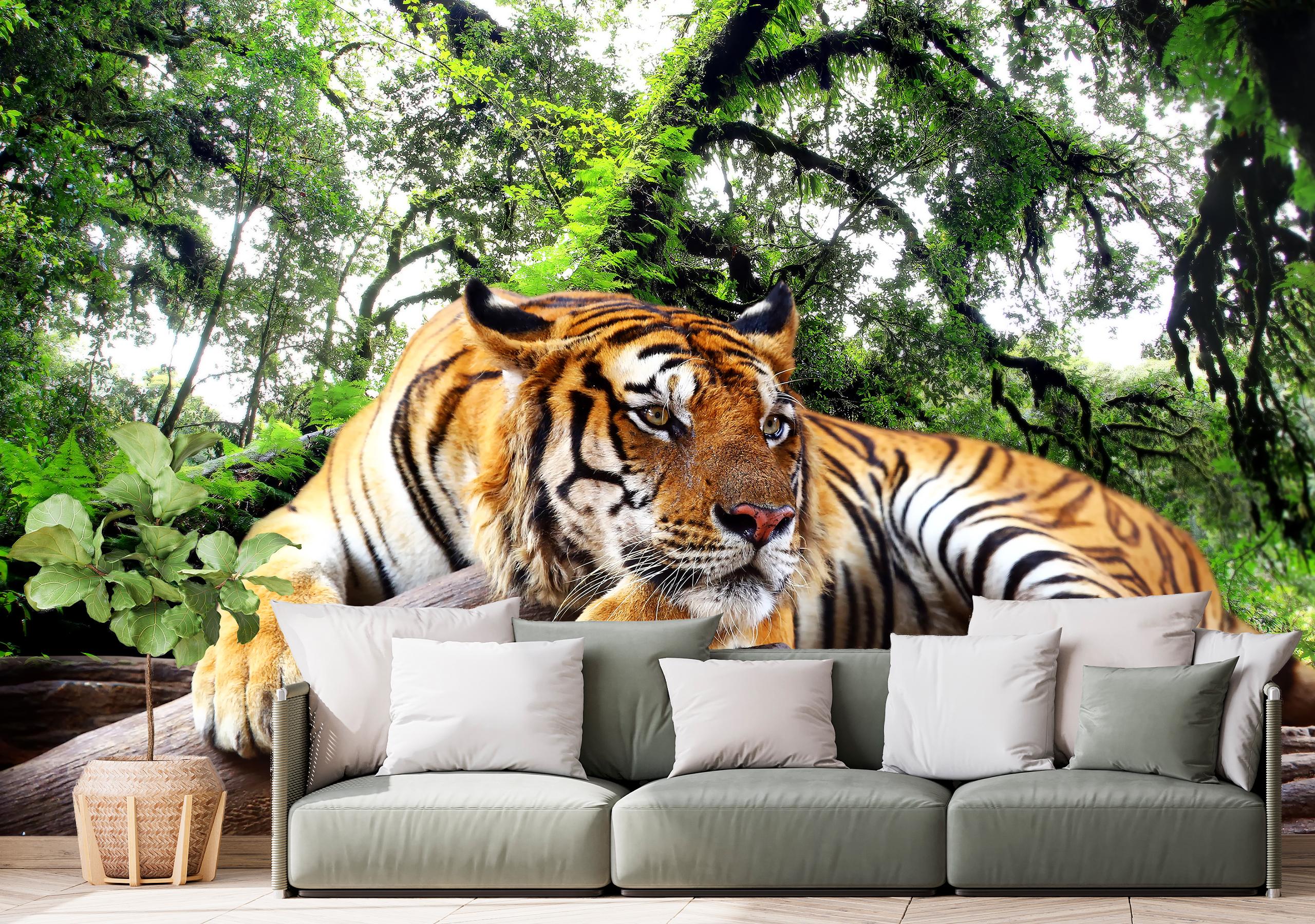 

Виниловые Фотообои Walldeco Тигр на природе 400x260 Жаккард