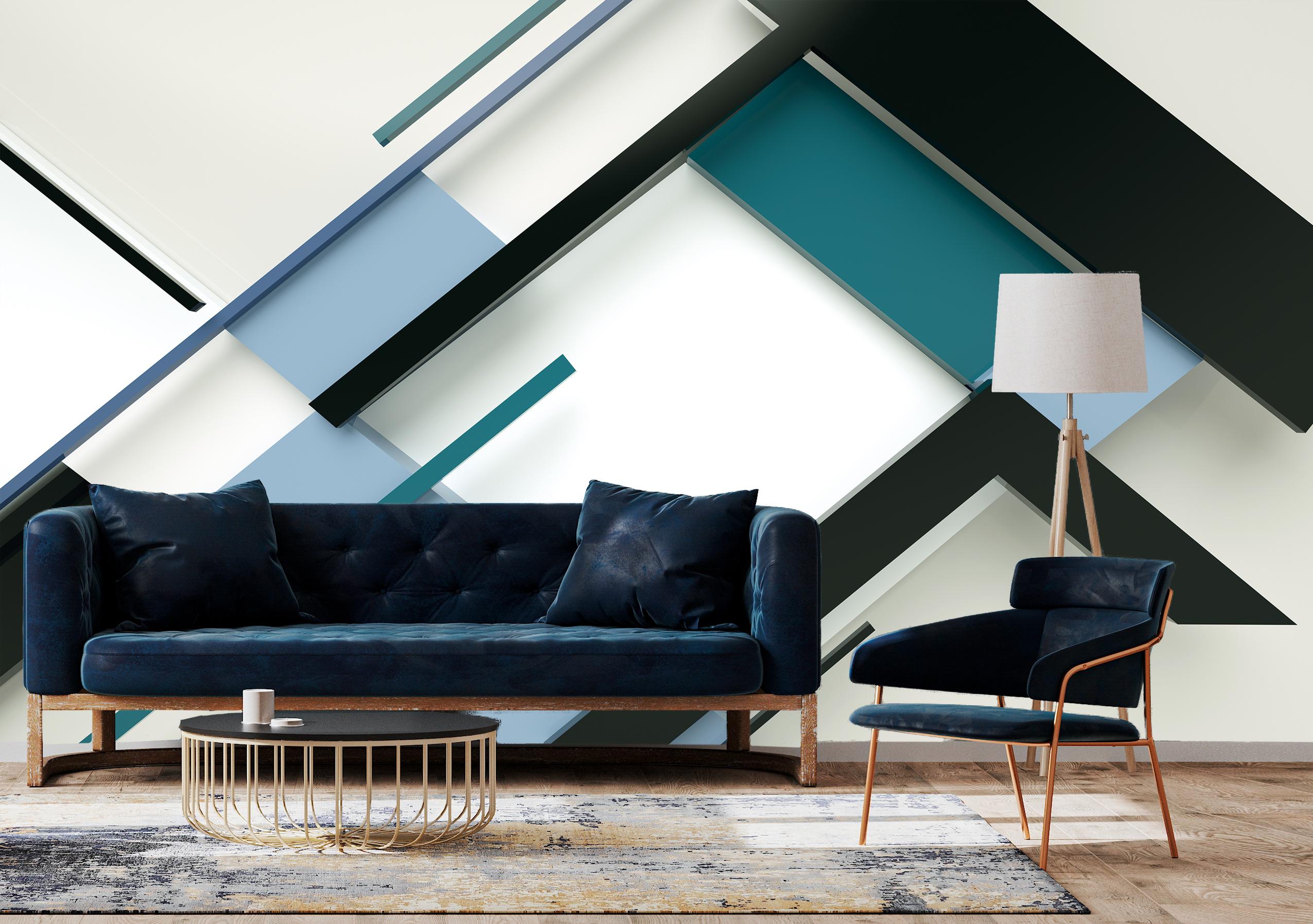 

Виниловые Фотообои Walldeco Синие полосы 475x300 Деко