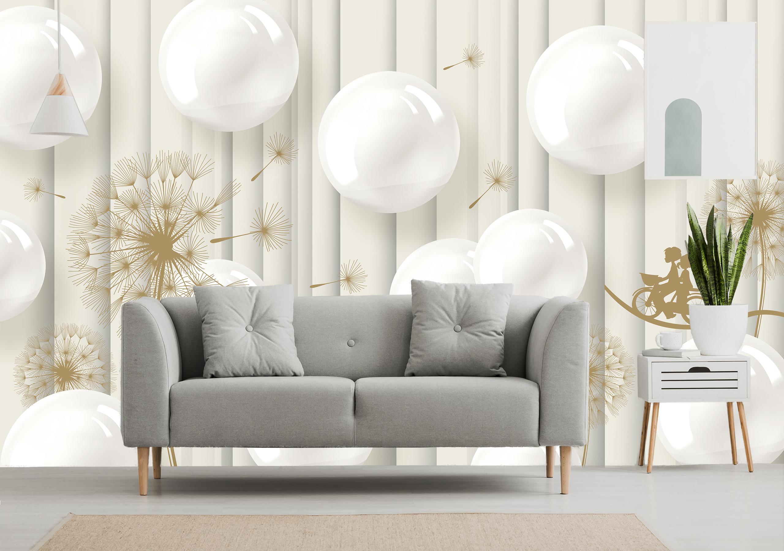 

Флизелиновые Фотообои Walldeco Белые шары и одуванчики 200x130 Бриз