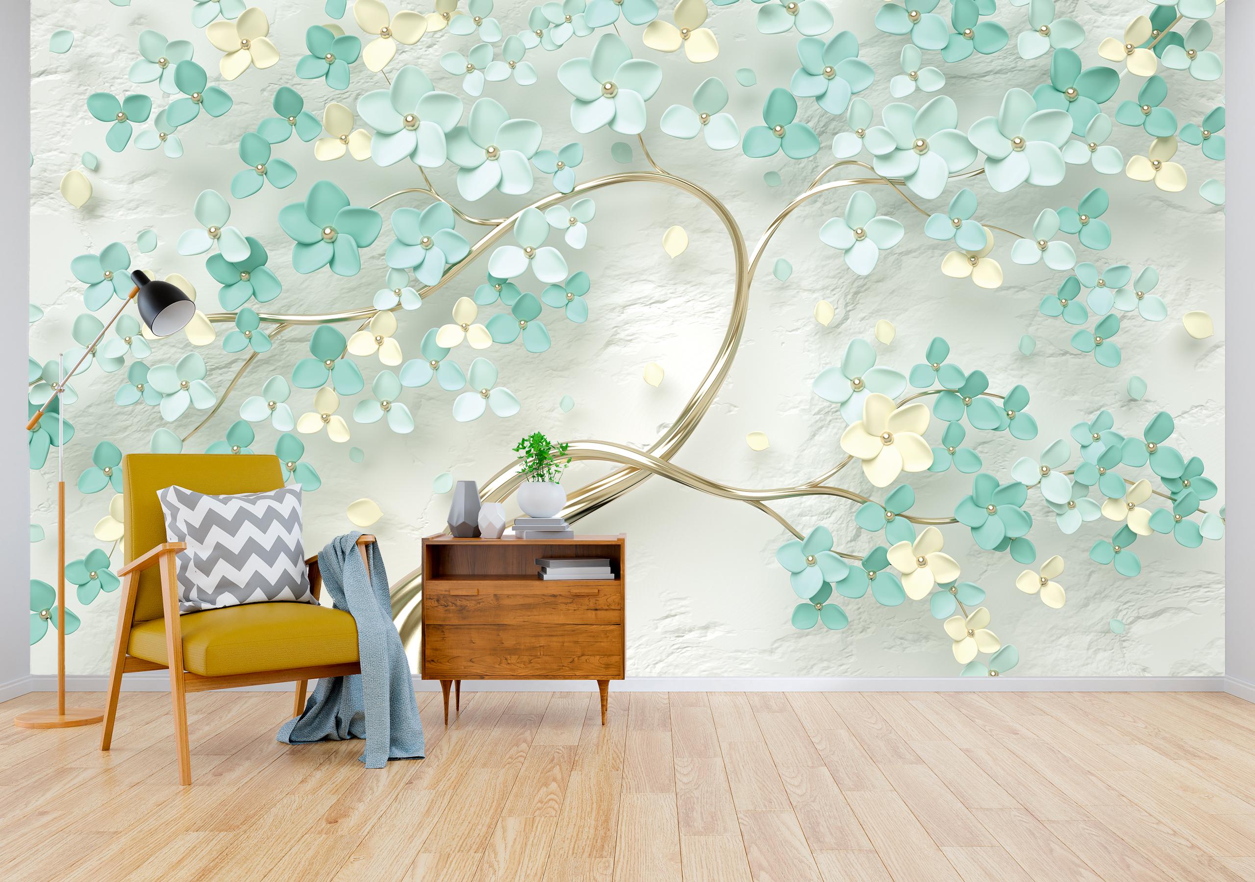 

Виниловые Фотообои Walldeco Цветочное дерево 200x130 Базальт