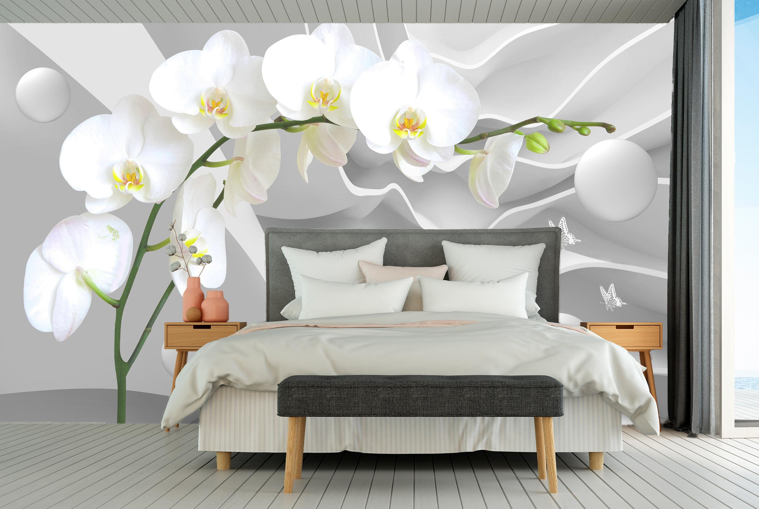 

Виниловые Фотообои Walldeco Белая орхидея 200x130 Базальт