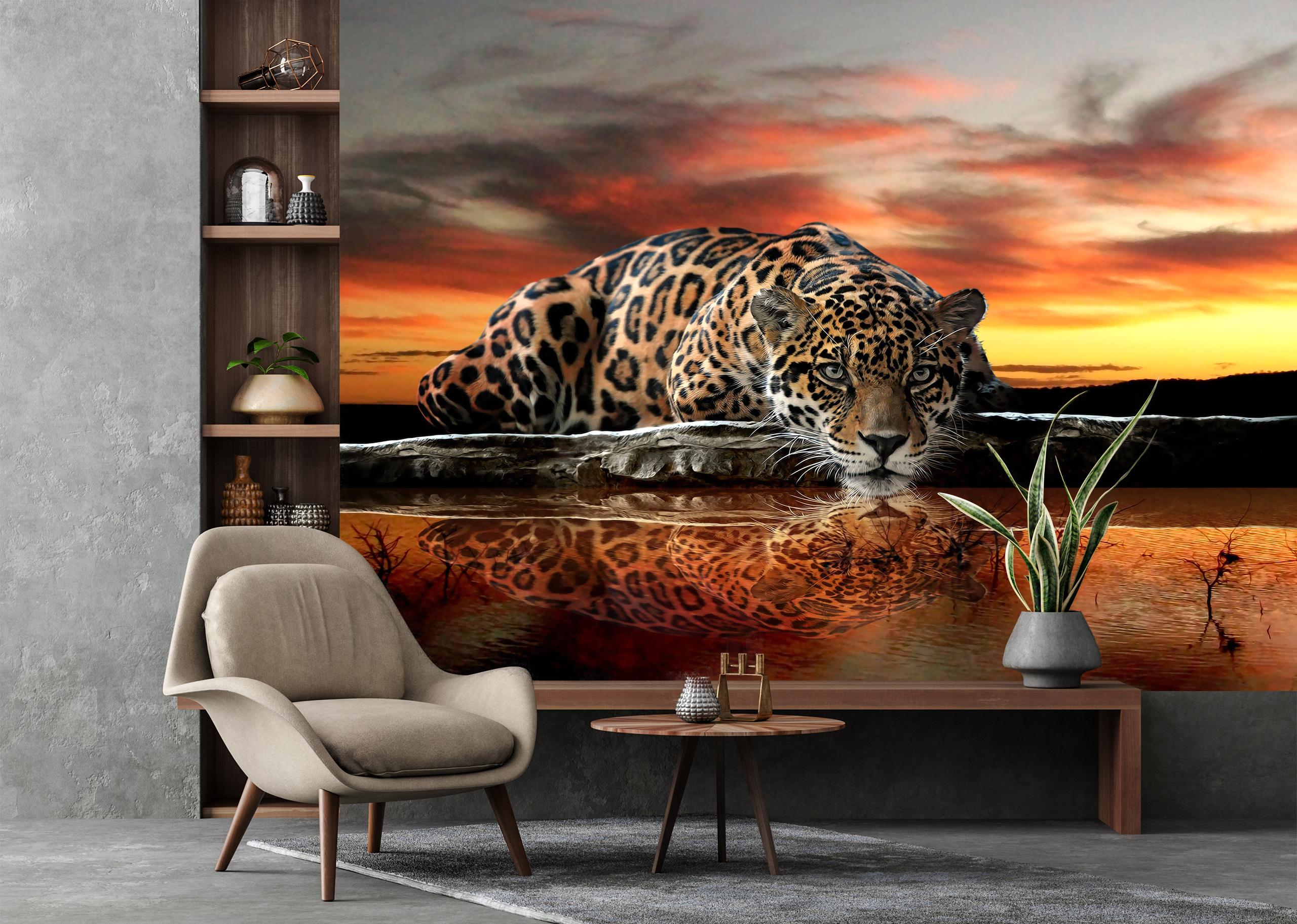 

Бумажные Фотообои Walldeco Леопард на закате 380x250 Гладь