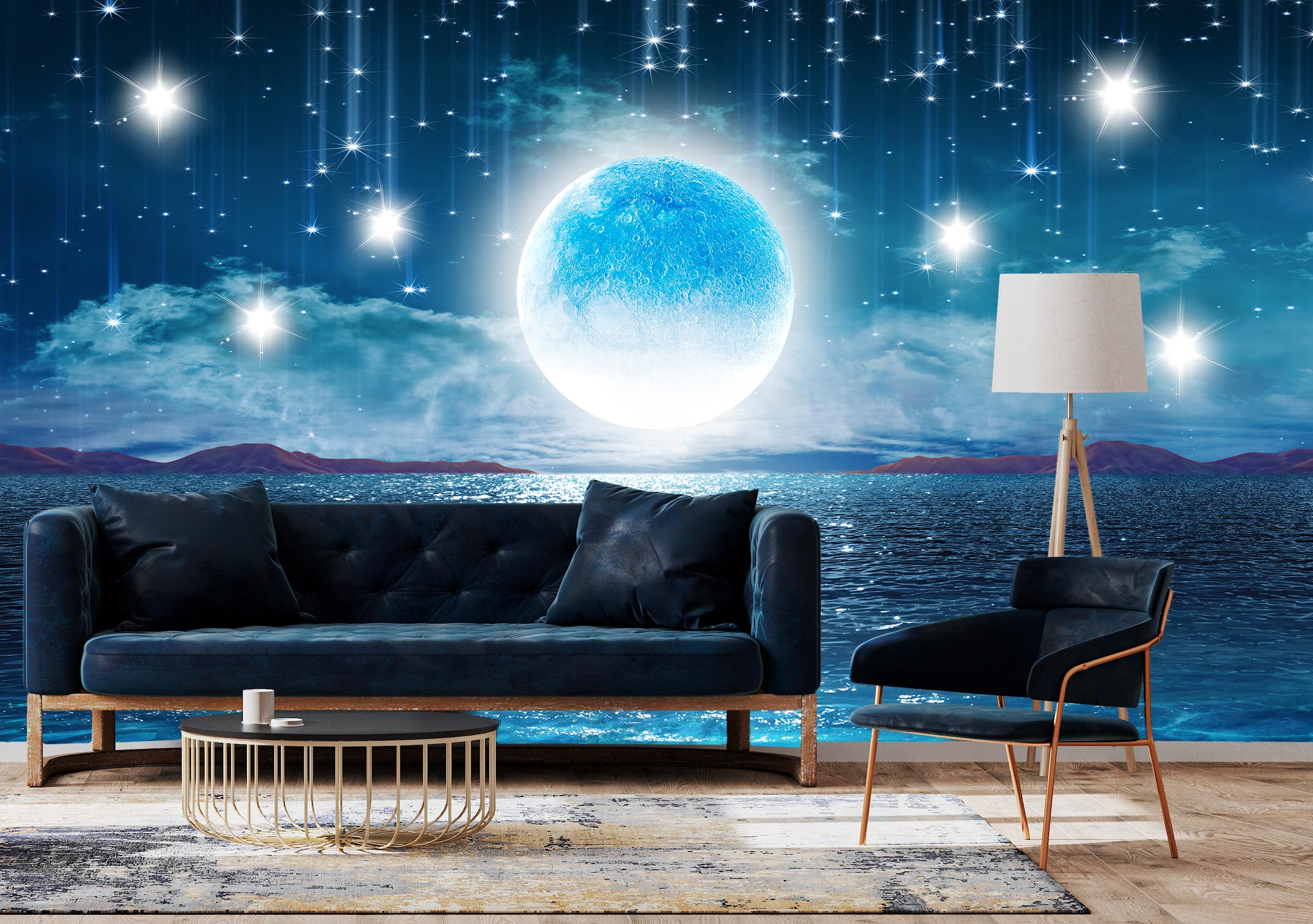 

Флизелиновые Фотообои Walldeco Луна, звёзды и море 400x260 Бриз