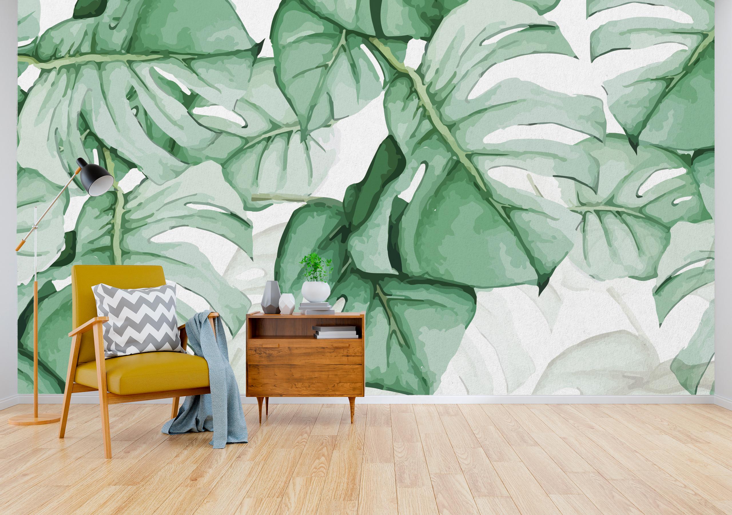 

Виниловые Фотообои Walldeco Зеленые листья 285x190 Базальт