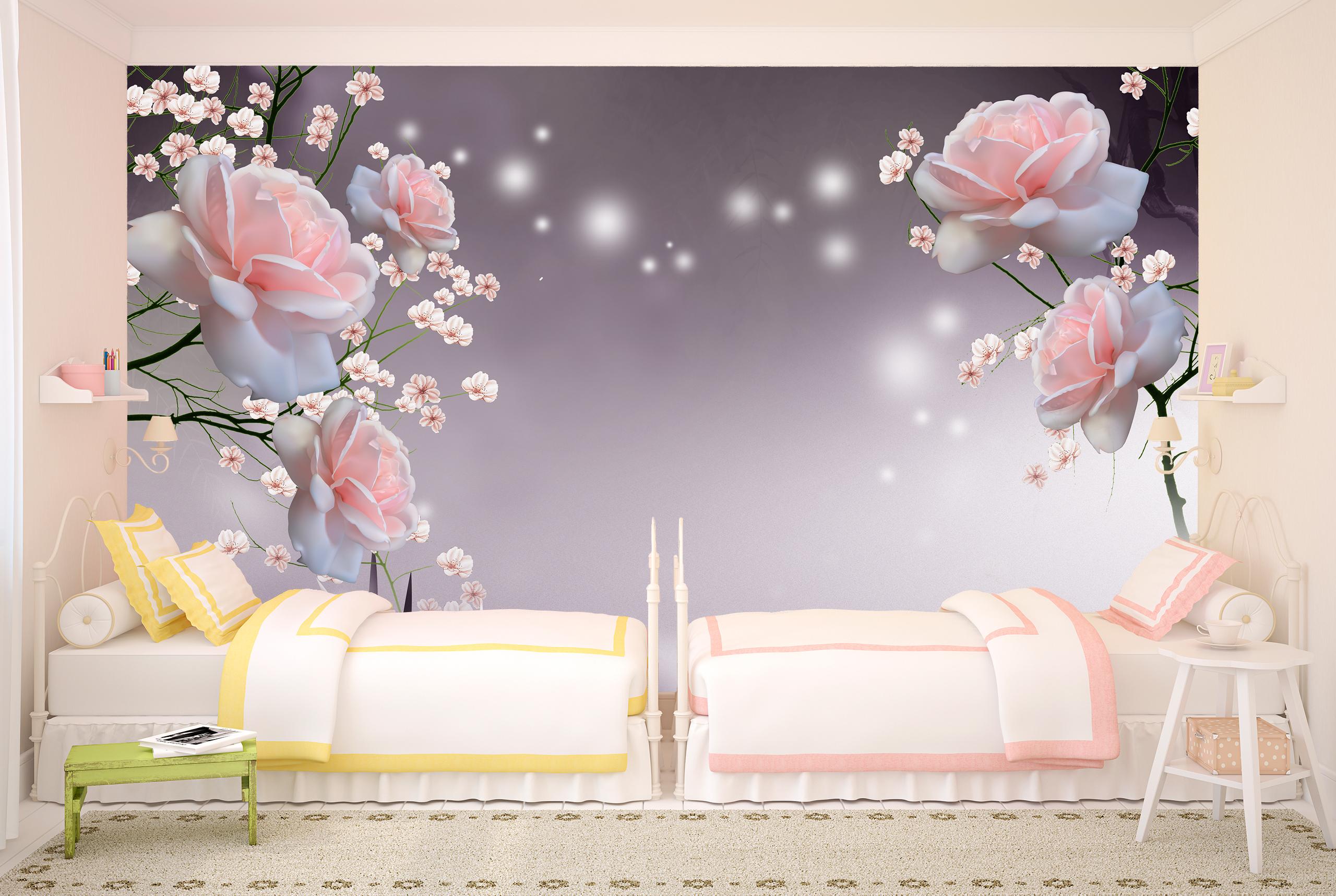 

Виниловые Фотообои Walldeco Розы и бабочки 285x190 Диамант