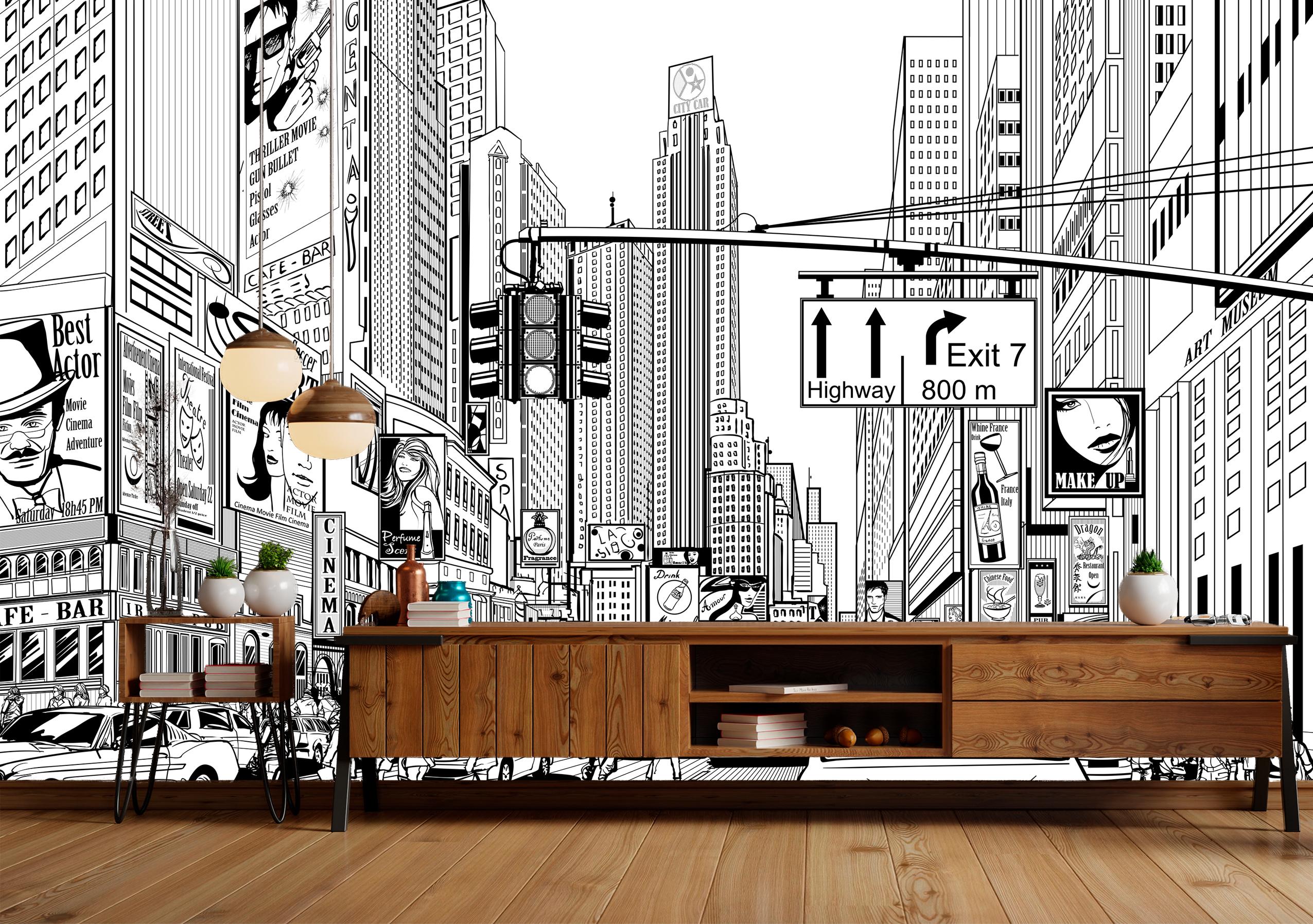 

Виниловые Фотообои Walldeco Нарисованный город 285x190 Диамант
