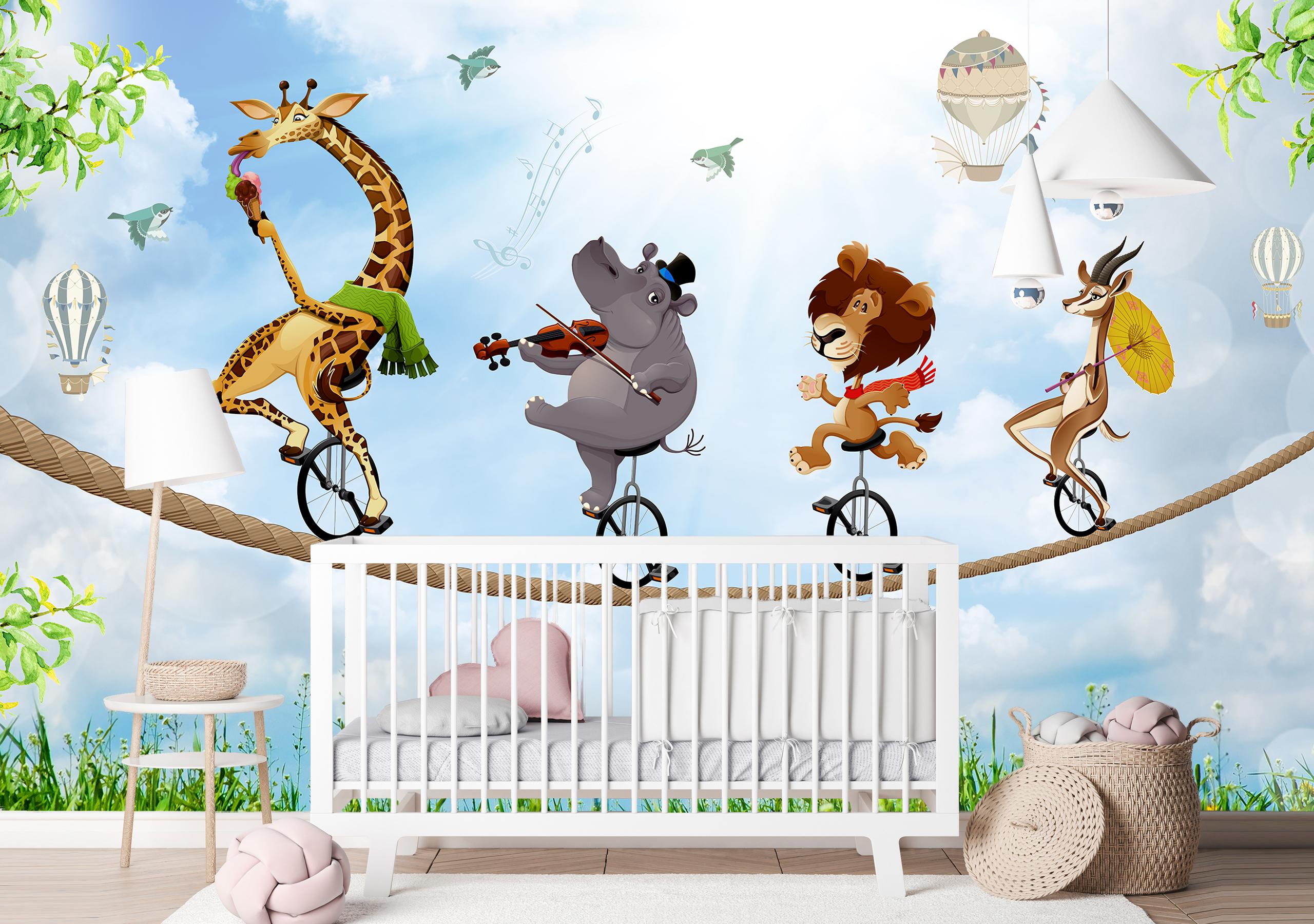 

Виниловые Фотообои Walldeco Животные на велосипедах 400x260 Фреска