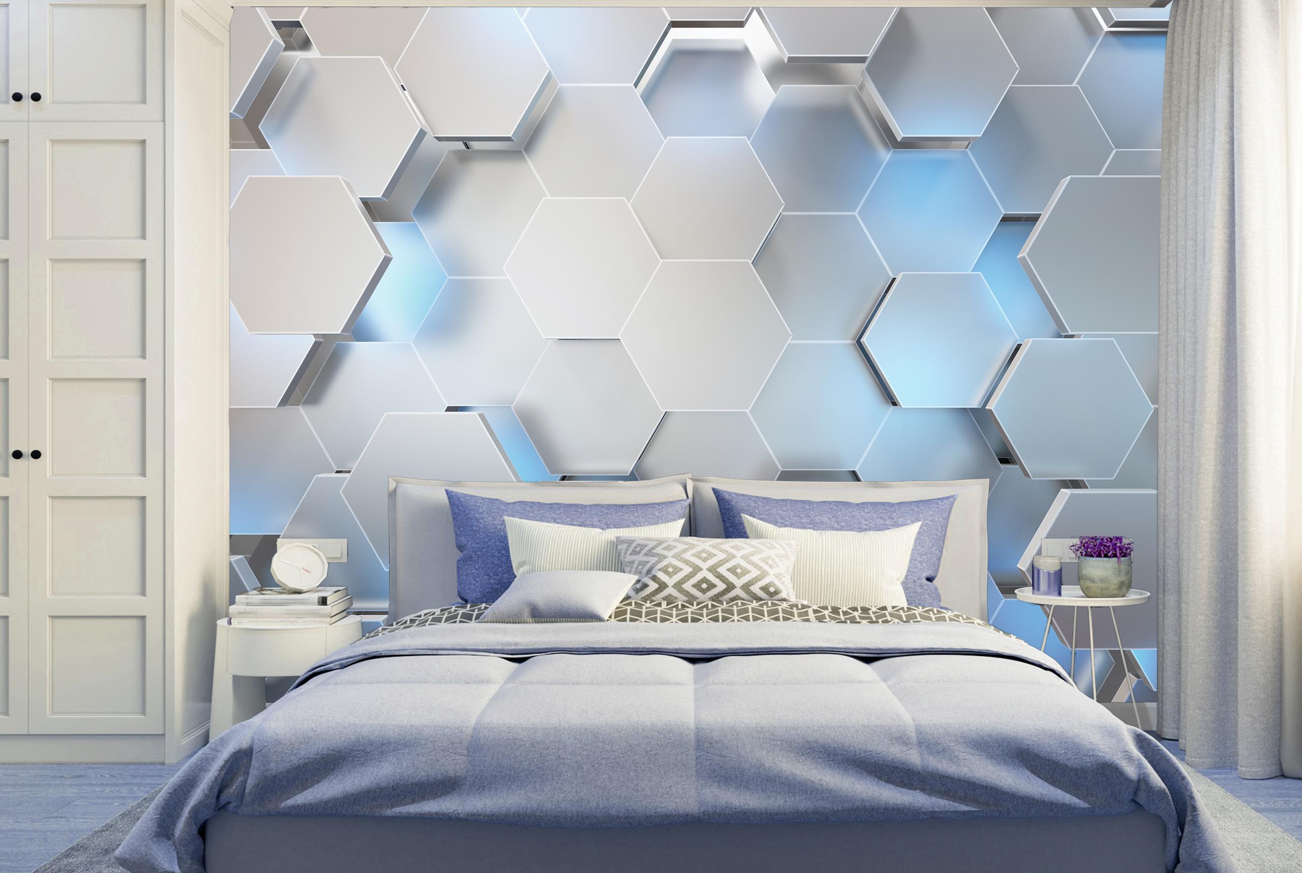 

Виниловые Фотообои Walldeco 3D шестиугольники 200x130 Жаккард