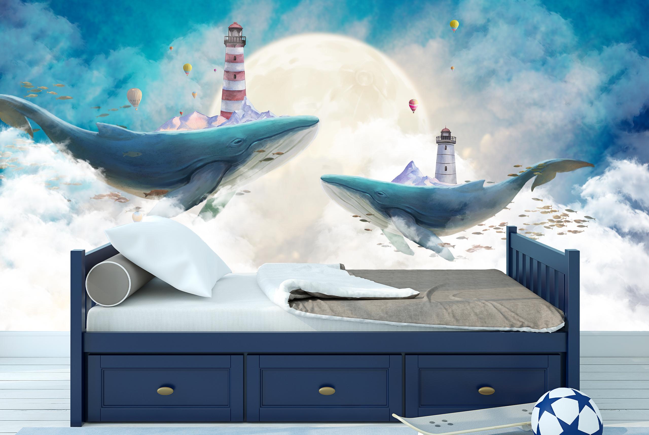 

Виниловые Фотообои Walldeco Киты и маяк 475x300 Деко