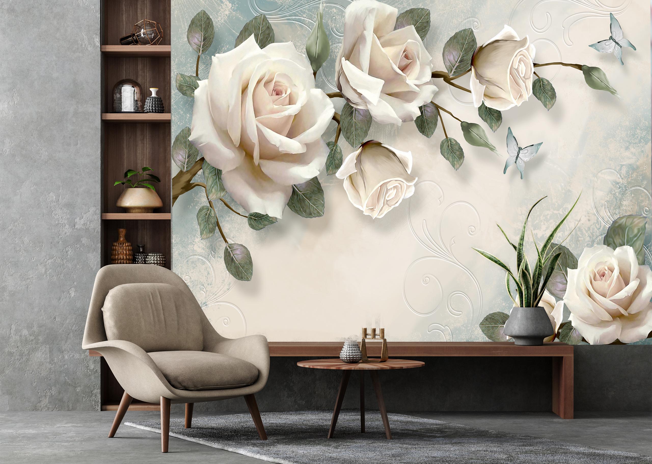 

Флизелиновые Фотообои Walldeco Бежевые розы 300x200 Бриз