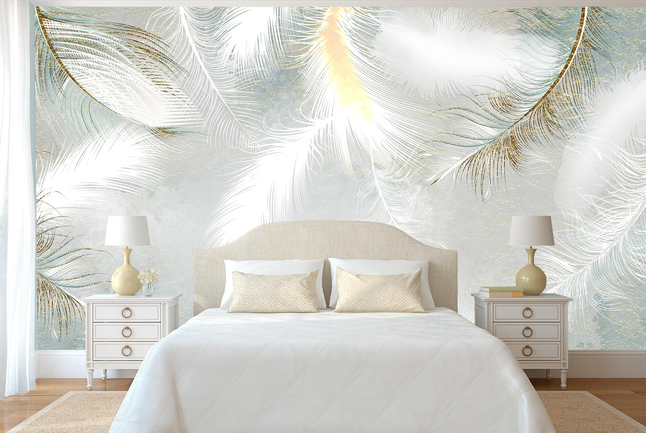 

Виниловые Фотообои Walldeco Нежные перья 380x250 Мелкий песок с блестками