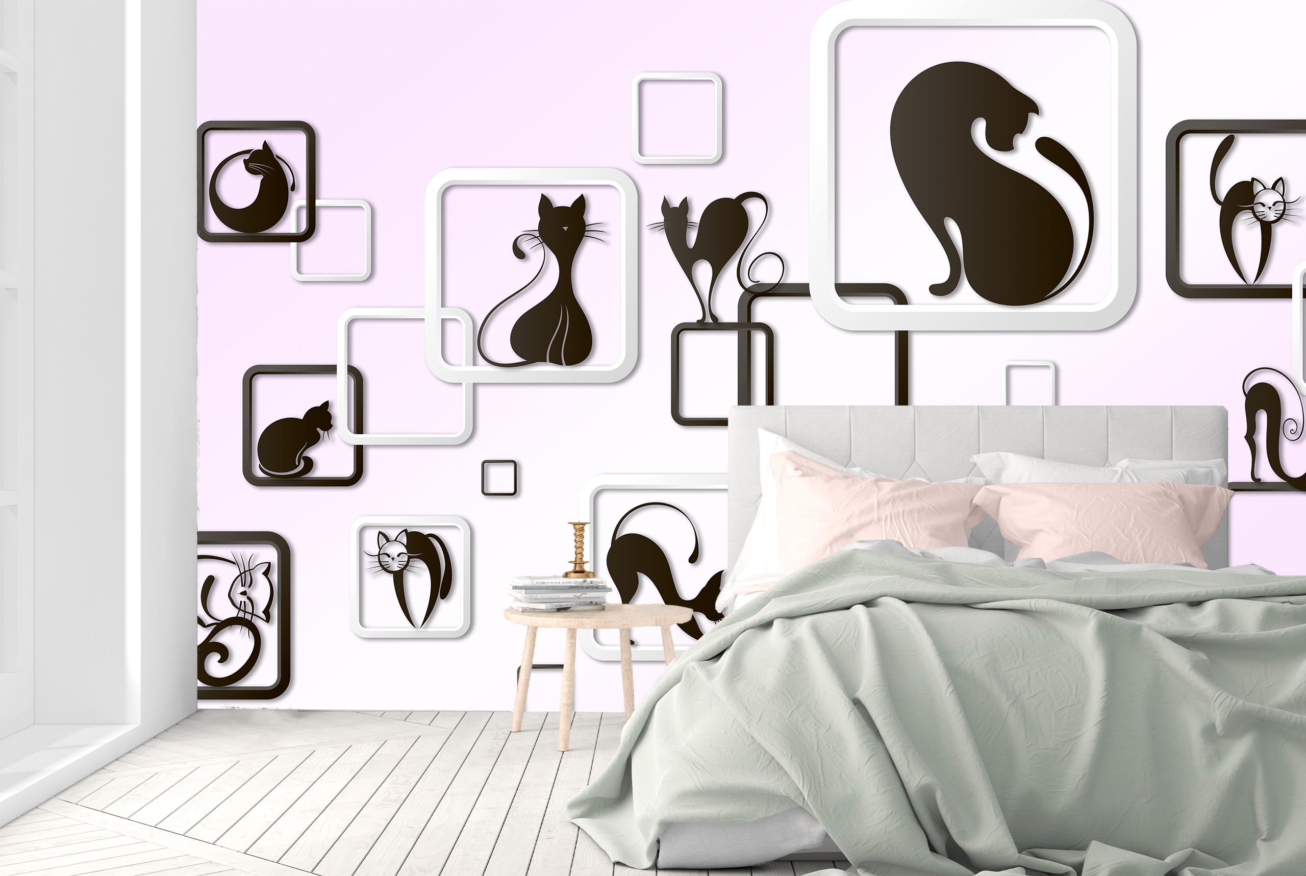 

Виниловые Фотообои Walldeco Чёрные коты 380x250 Мелкий песок с блестками