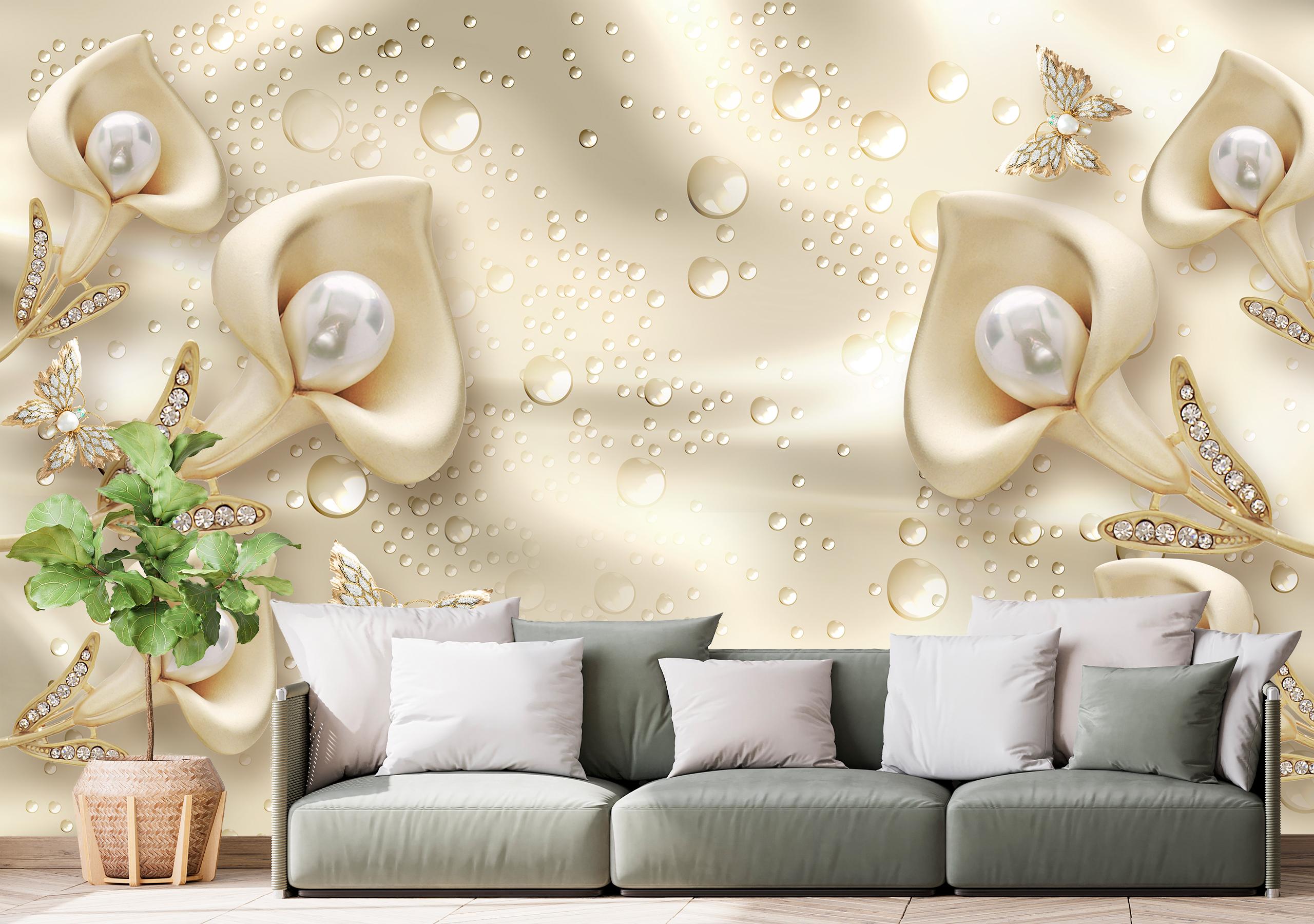 

Виниловые Фотообои Walldeco Жемчуг и цветы, барельеф 475x300 Жаккард