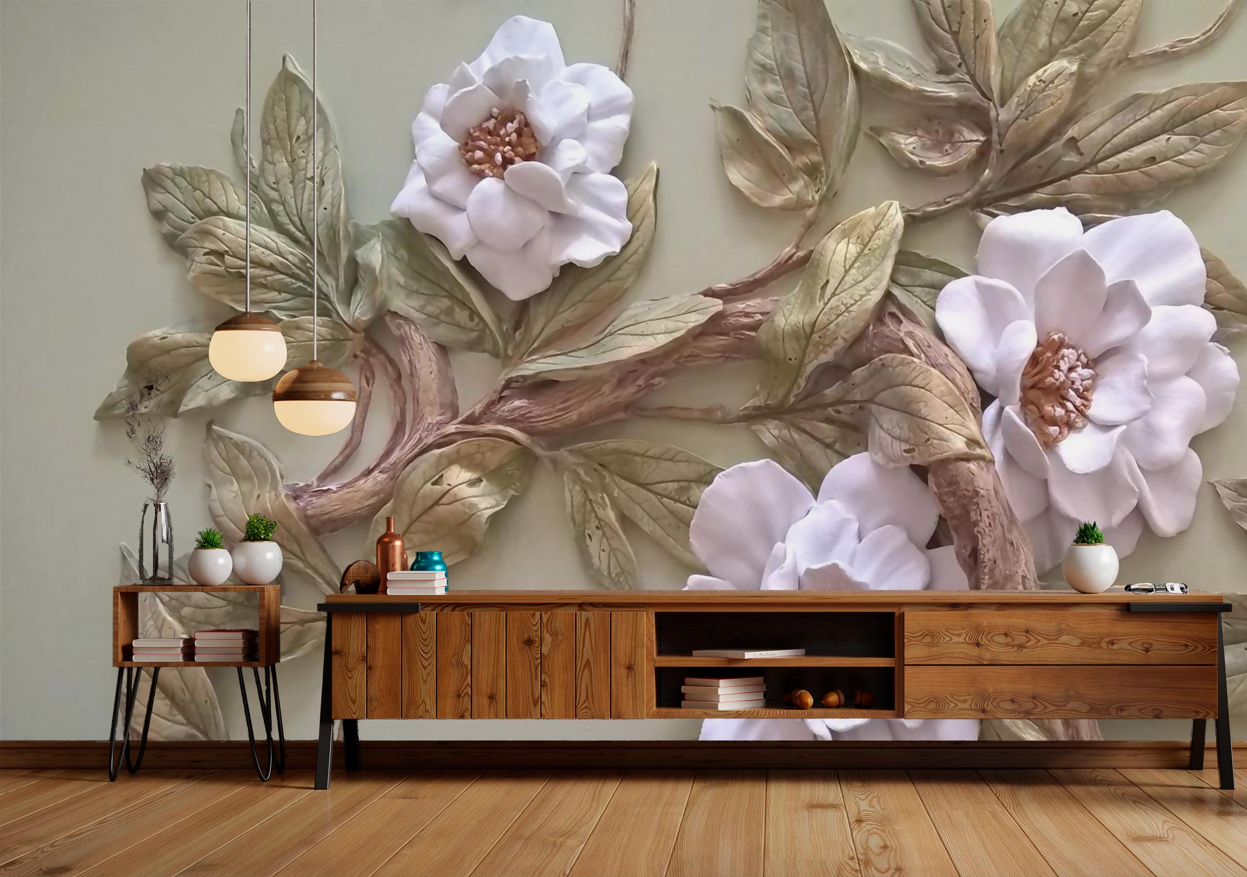 

Виниловые Фотообои Walldeco Цветы барельеф 300x200 Фреска