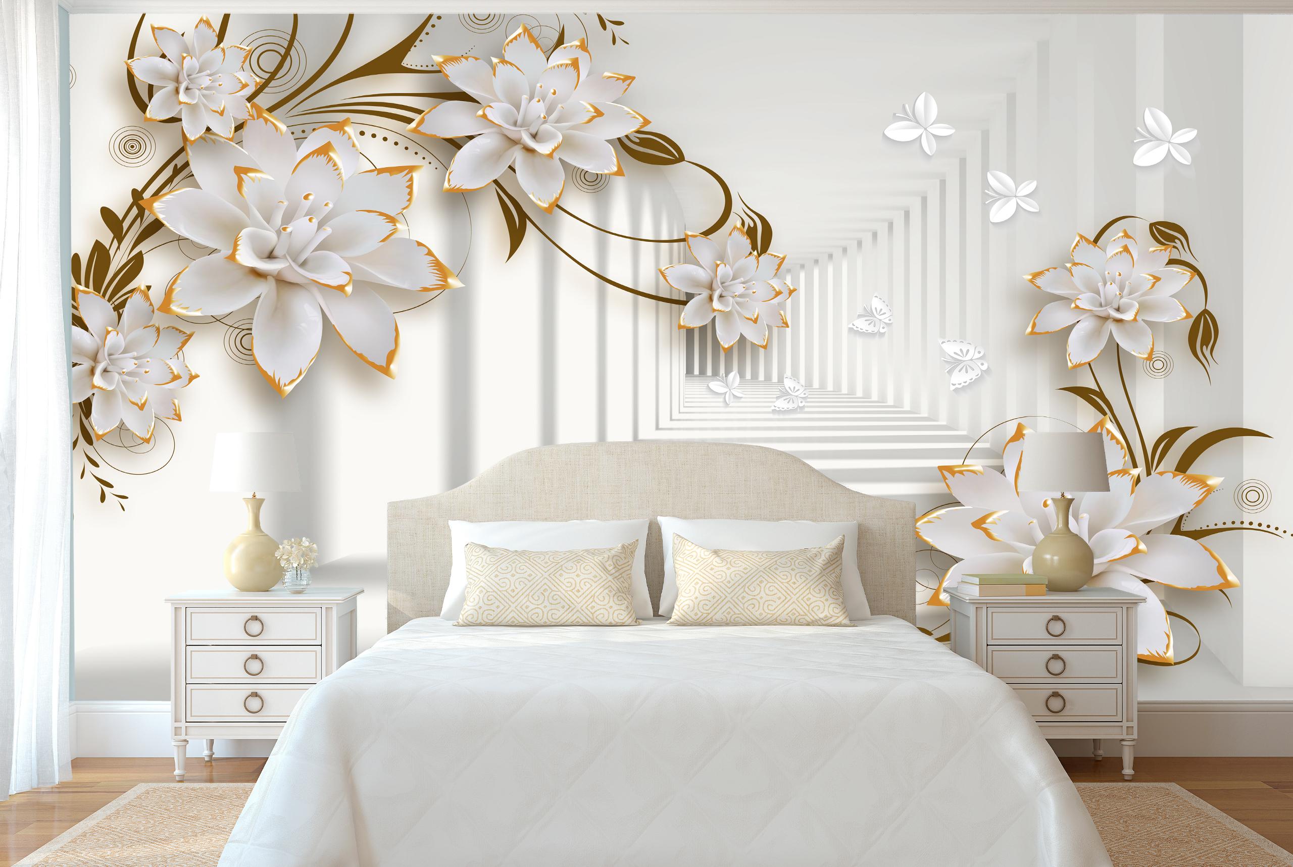 

Виниловые Фотообои Walldeco 3Д коридор и цветы 400x260 Базальт