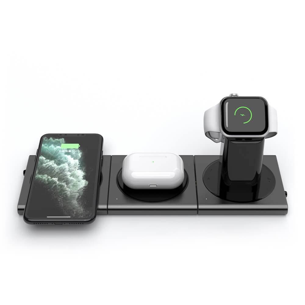

Беспроводная зарядная док станция Wireless Z1 для телефона наушников смарт часов Зарядка 3 в 1 iPhone+Apple Watch+AirPods
