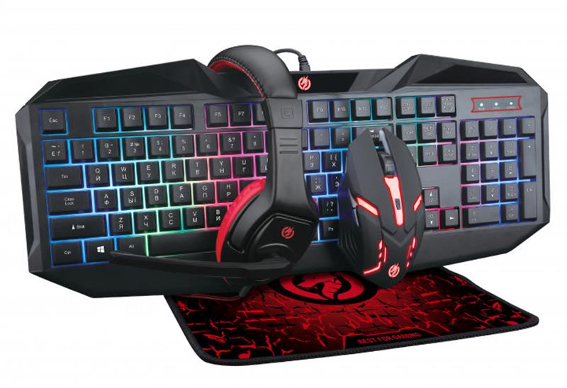 

Комплект клавиатура + мышь Piko GX100 Black USB (1283126489792) коврик + гарнитура