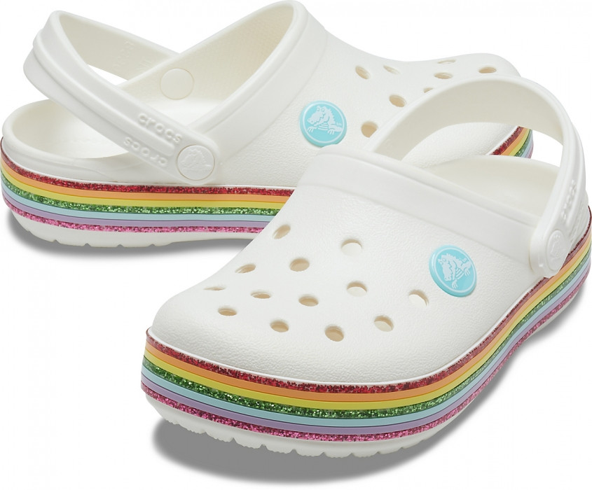 

Детские сабо Crocs Crocband™ Rainbow Glitter Clog 26 Белый/мультиколор 206151