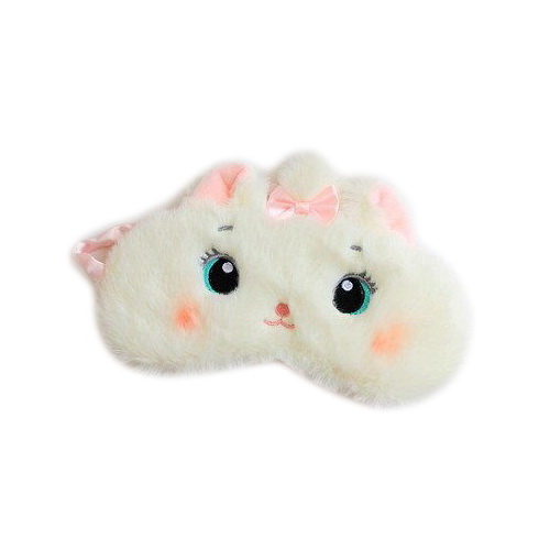 

Маска для сна плюшевая Perfect Cute Котик с бантиком (открыты глаза)