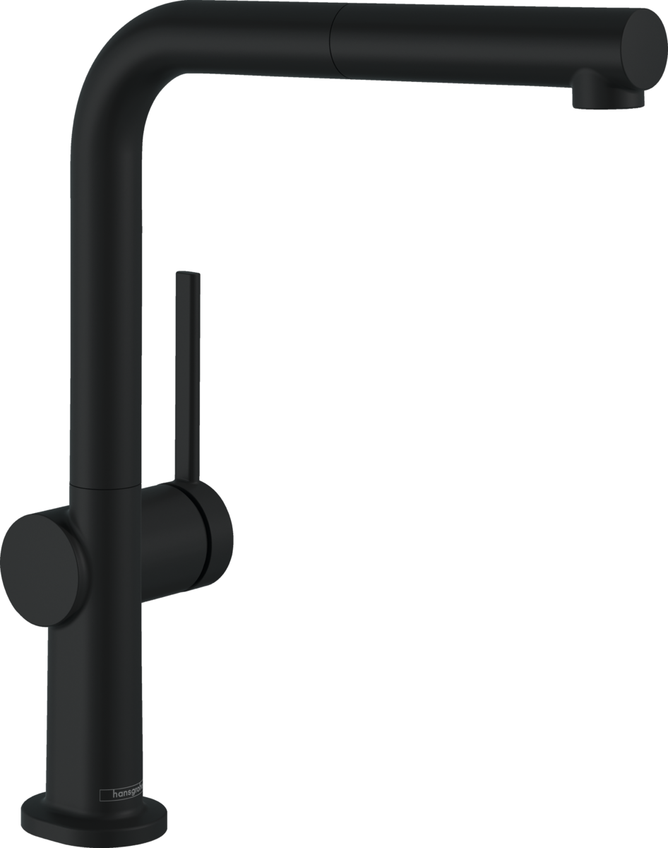 

Кран на кухню с выдвижным душем HANSGROHE TALIS черный латунь 72808670