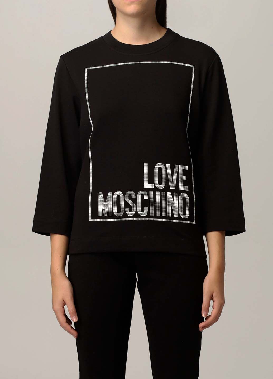 

Черный женский свитшот с апликацией-логотипом Love Moschino  IT Mch0004-1, Черный женский свитшот с апликацией-логотипом Love Moschino 46 IT Mch0004-1