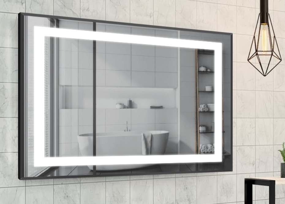 

Зеркало в алюминиевой раме c LED подсветкой Smart Mirror сенсорное Rimini-R 80 x 90 см Прямоугольное