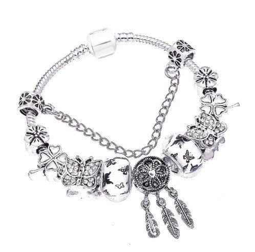 

Браслет женский посеребренный в стиле Пандора PANDORA "Ловец Снов" Butterfly, Charm 19 см