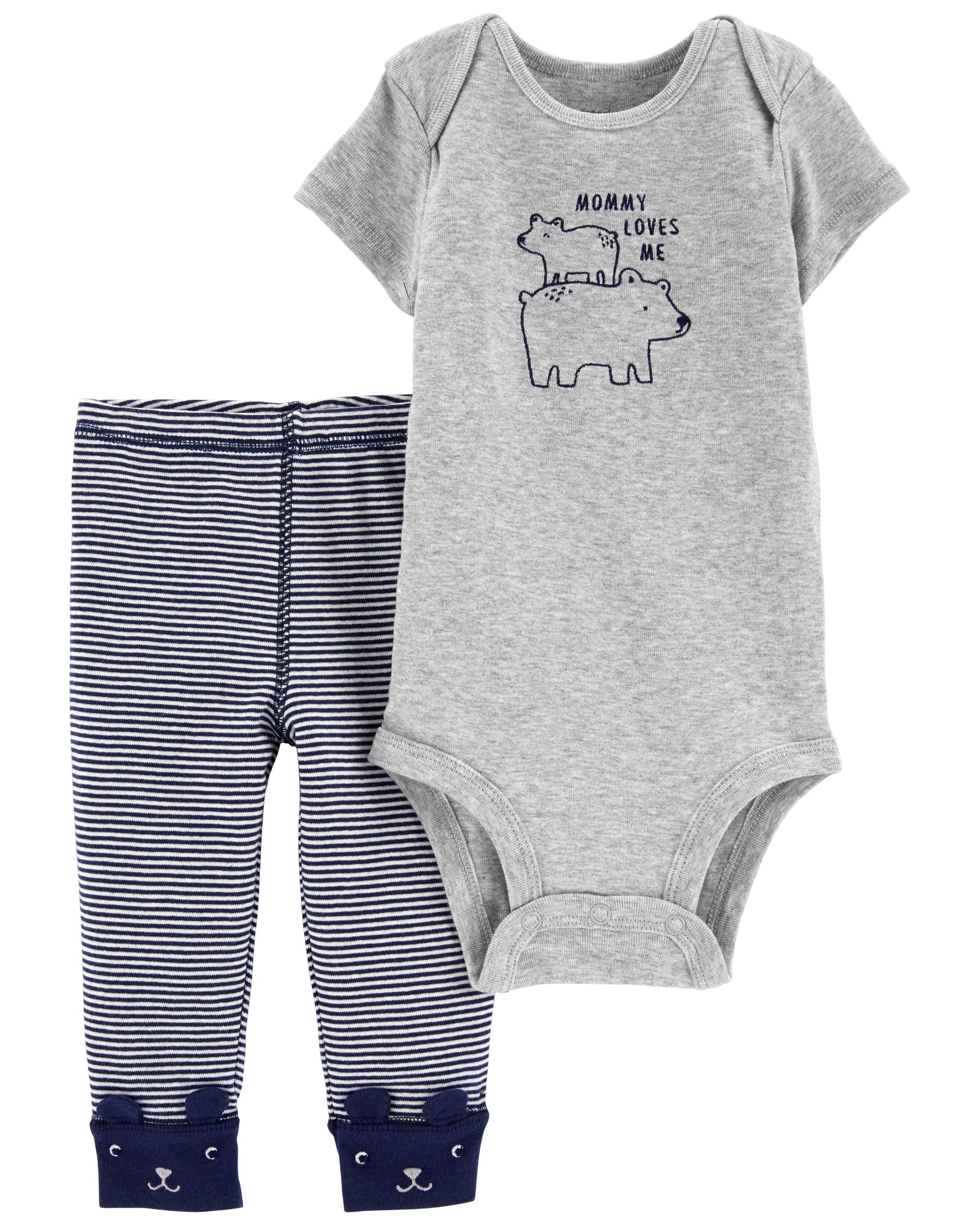

Комплект (боди+штанишки) Carters 1L833010 24M 81-86 см Мишка Синий Серый