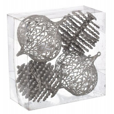 

Елочная игрушка Jumi mix 4 шт, 10см, пластик, серебряный (5900410386822)