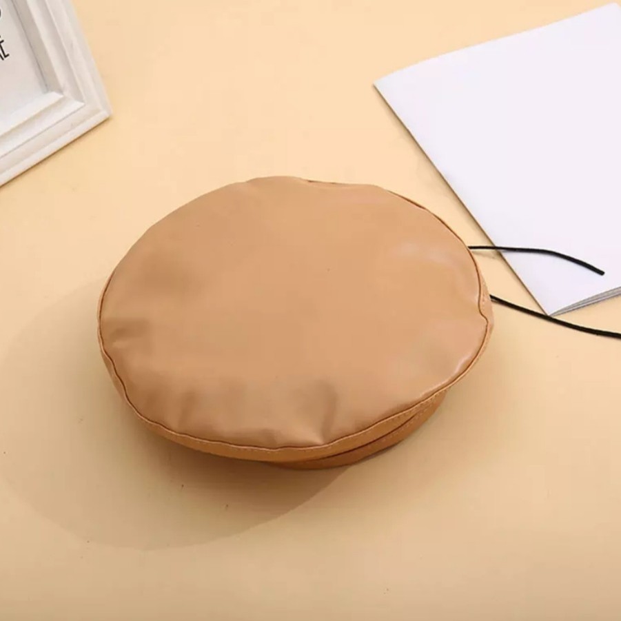 

Женский берет из искусственной кожи Бежевый
