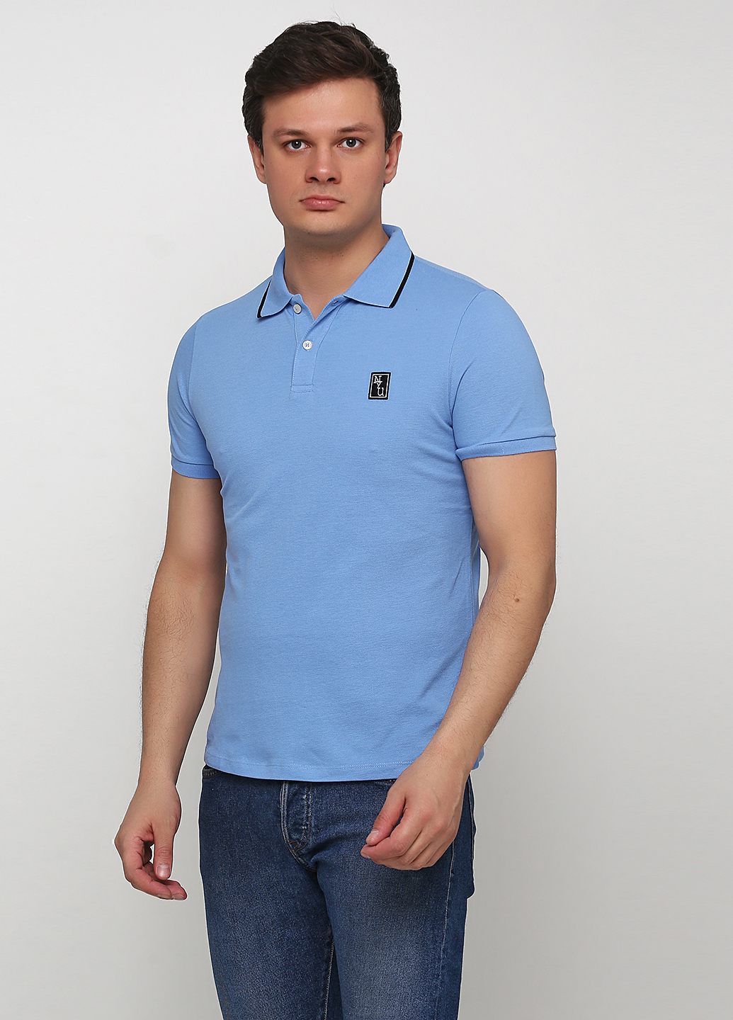 

Поло H&M  Голубой 0654410_голубой_03, Поло H&M L Голубой 0654410_голубой_03