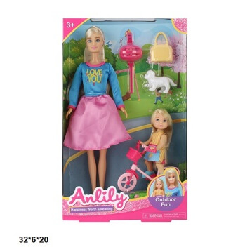 

Кукла с дочкой на велосипеде и животным Anlily 99275 A-Toys (99275)