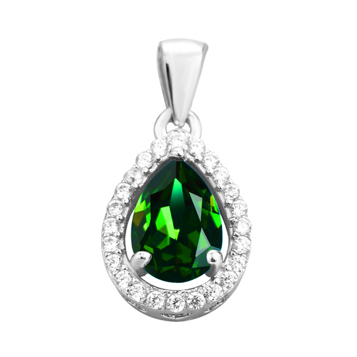 

Серебряный кулон с изумрудом и фианитами 000132705